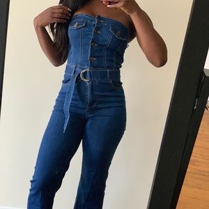 Fashion Nova Blue Denim Jumpsuit